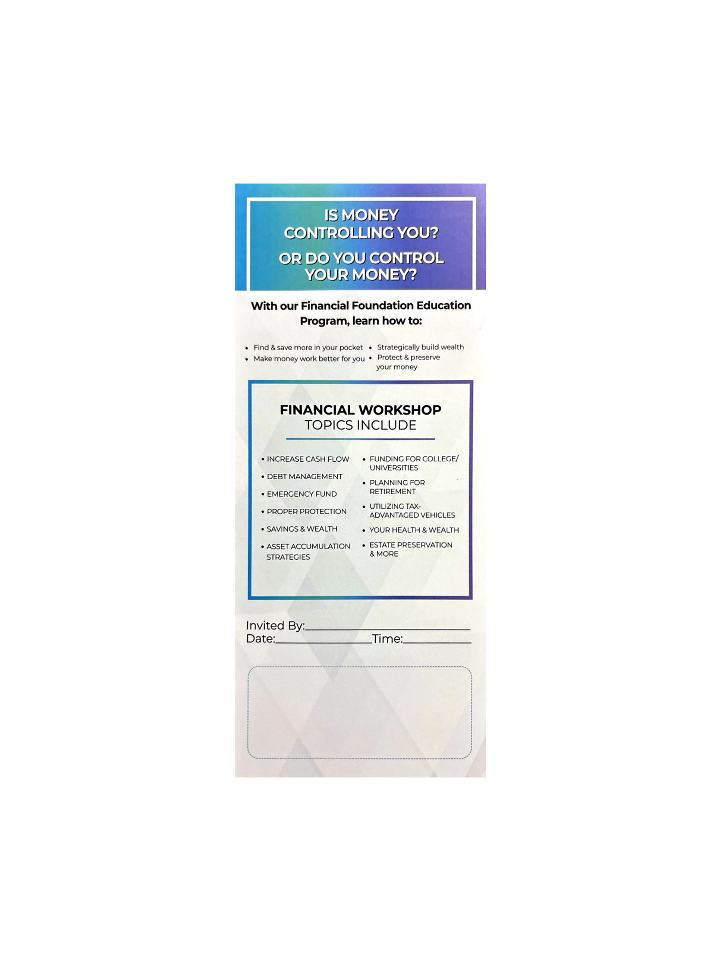 FINANCIAL LITERACY INVITATION | 50PACK