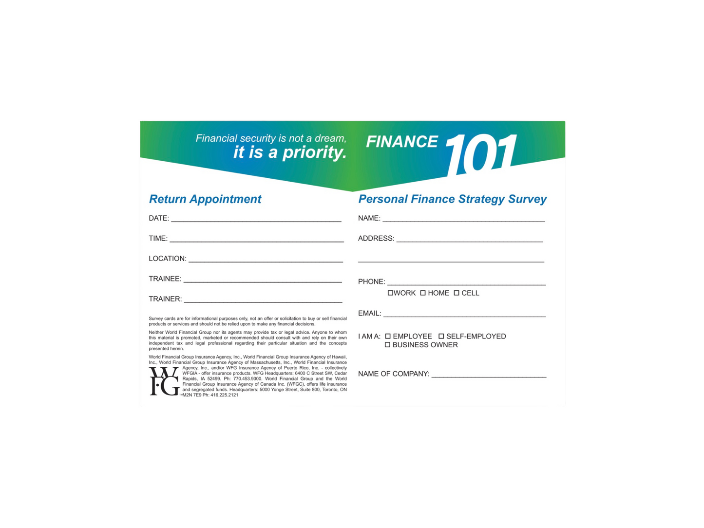 FINANCE 101 SURVEY CARDS | PK OF 30